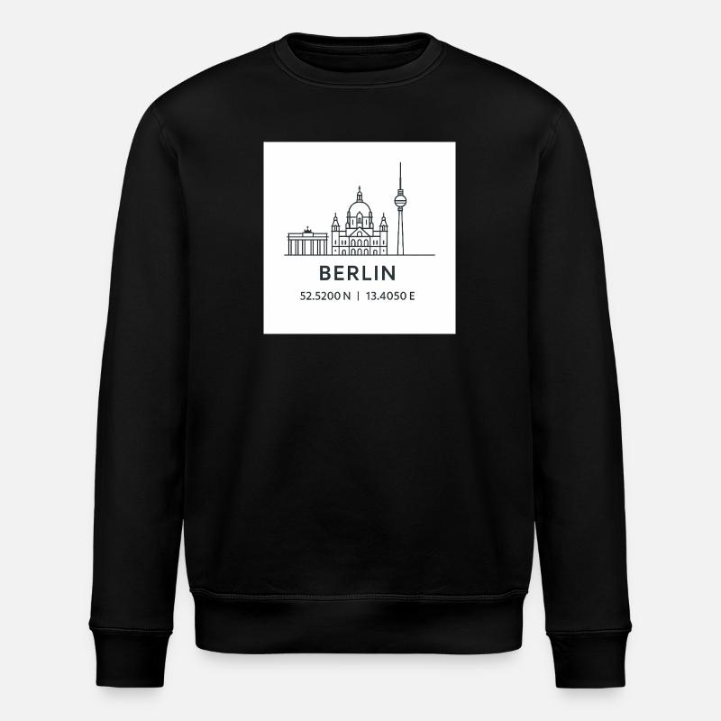 Berlin Line Art Silhouette Landmark - Stanley/Stella ROLLER Unisex Organic Sweatshirt - black