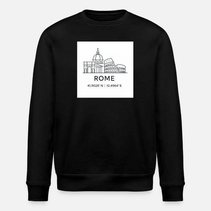 Rom Linienkunst Silhouette Wahrzeichen - Stanley/Stella Unisex Bio-Sweatshirt ROLLER - Schwarz