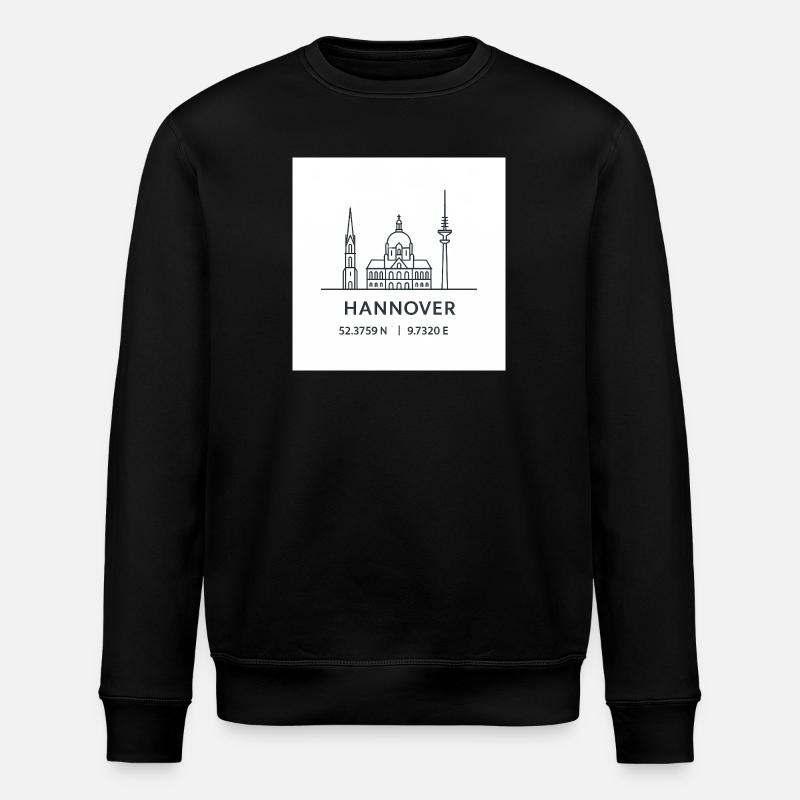 Hanover Line Art Silhouette Landmark - Stanley/Stella ROLLER Unisex Organic Sweatshirt - black