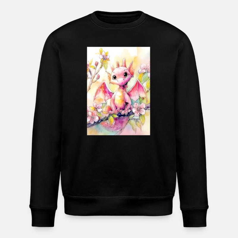 Dragon aquarelle florale - Sweat bio ROLLER Stanley/Stella Unisexe - noir