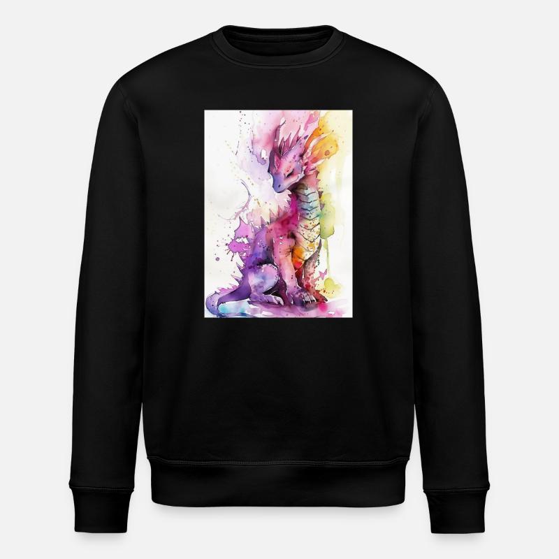 Regenbogen Aquarell Drache - Stanley/Stella Unisex Bio-Sweatshirt ROLLER - Schwarz