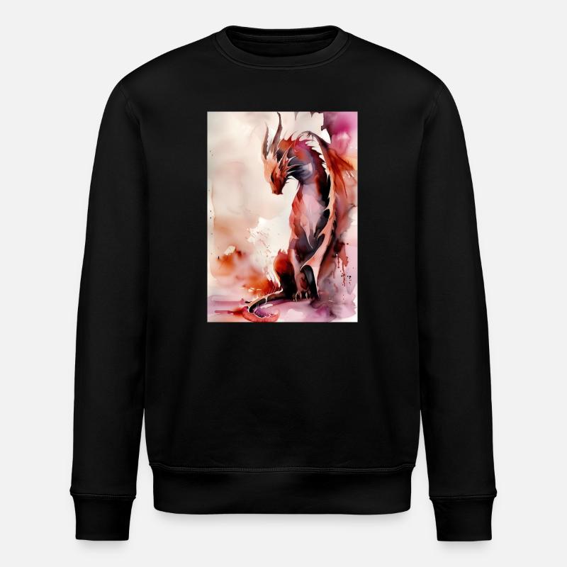 Roter Aquarell-Drache - Stanley/Stella Unisex Bio-Sweatshirt ROLLER - Schwarz