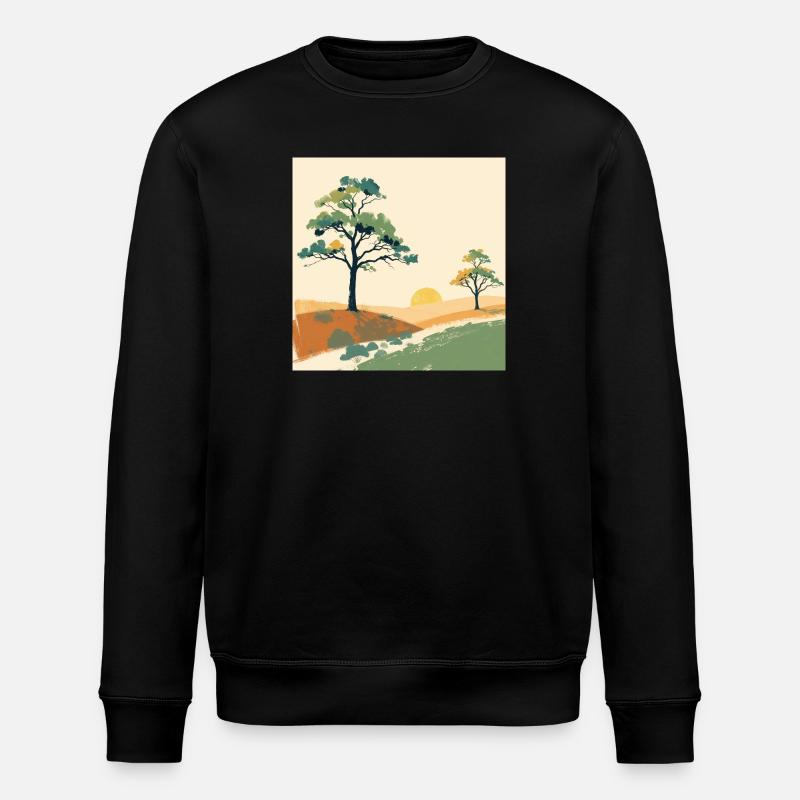 Pastell-Sonnenuntergangsbäume - Stanley/Stella Unisex Bio-Sweatshirt ROLLER - Schwarz