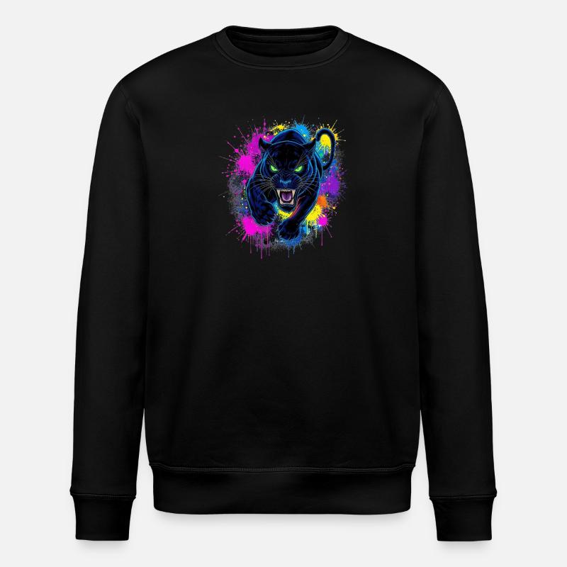 Neon Panther Farbexplosion - Stanley/Stella Unisex Bio-Sweatshirt ROLLER - Schwarz