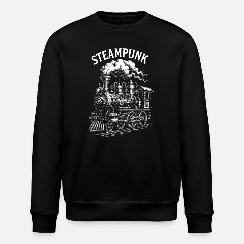 Steampunk-Dampflokomotive - Stanley/Stella Unisex Bio-Sweatshirt ROLLER - Schwarz