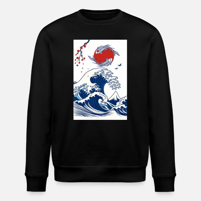 Koi et Vague en Soleil - Sweat bio ROLLER Stanley/Stella Unisexe - noir