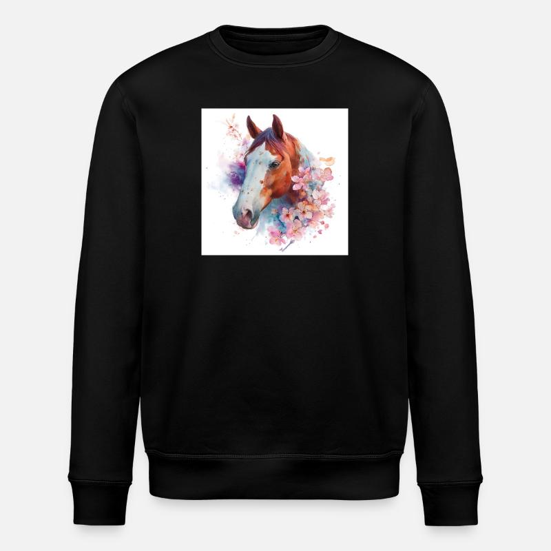 Aquarell Pferdeblüte - Stanley/Stella Unisex Bio-Sweatshirt ROLLER - Schwarz