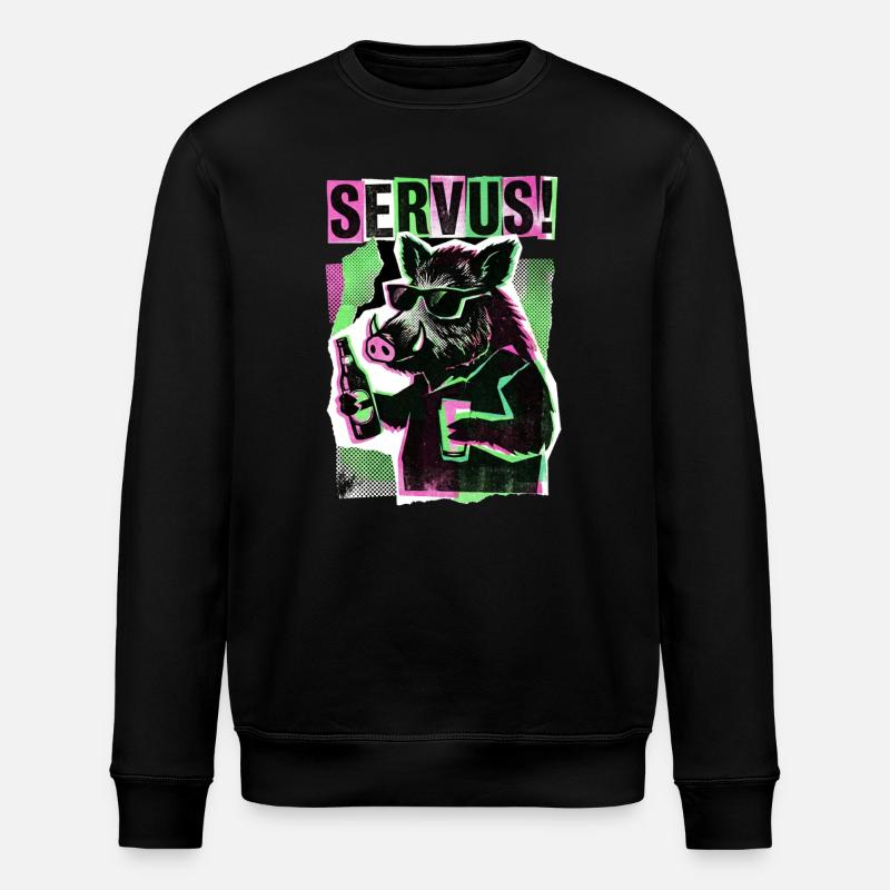 Servus Wild Boar Beer - Stanley/Stella ROLLER Unisex Organic Sweatshirt - black