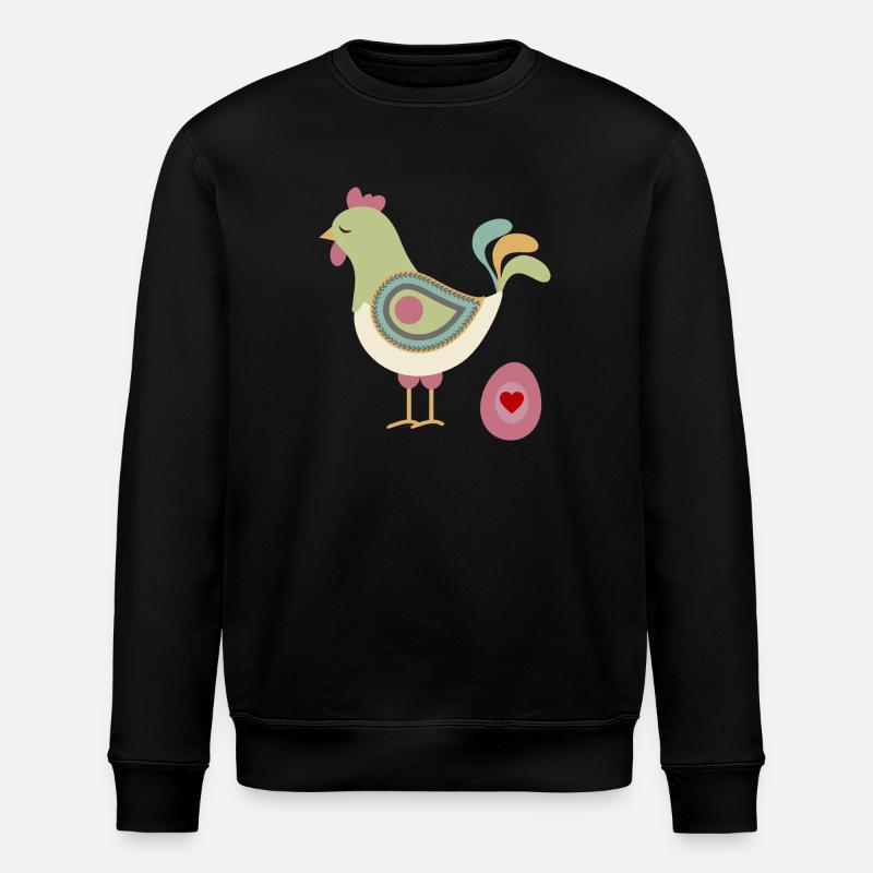 Chicken with easter egg - Stanley/Stella ROLLER Unisex Organic Sweatshirt - black