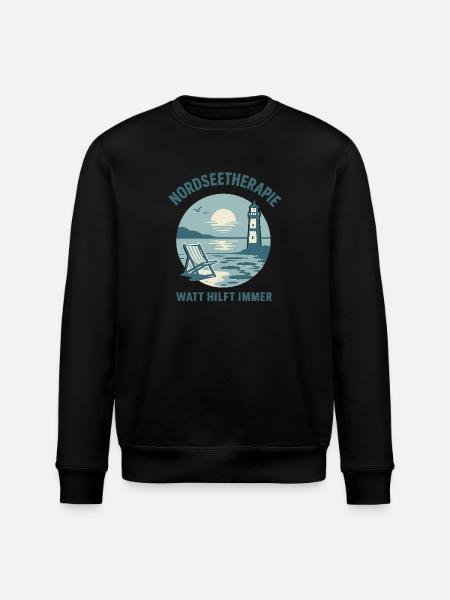 Nordseetherapie - Watt hilft immer - Stanley/Stella Unisex Bio-Sweatshirt ROLLER - Schwarz