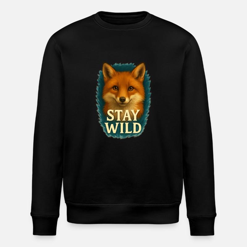 Stay Wild - Cool Fox - Stanley/Stella ROLLER Unisex Organic Sweatshirt - black