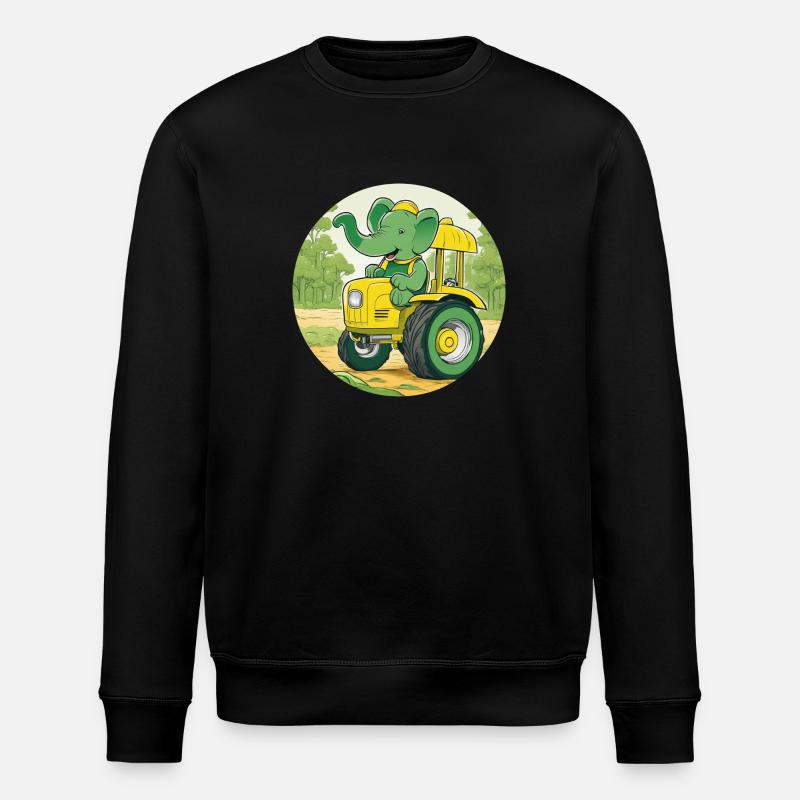Elefant auf Traktor - Stanley/Stella Unisex Bio-Sweatshirt ROLLER - Schwarz