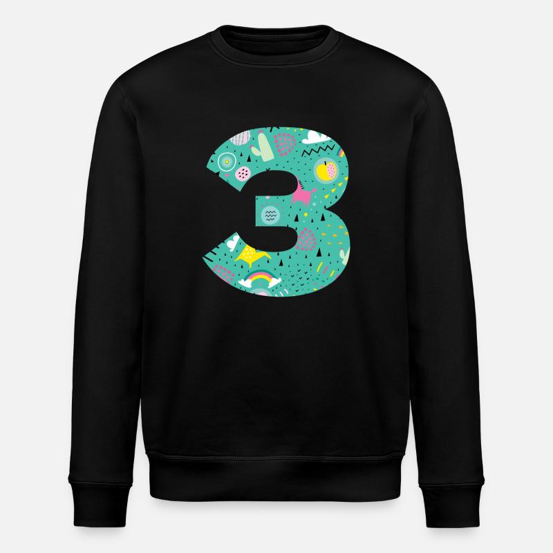 Personalized Birthday Number 3 - Stanley/Stella ROLLER Unisex Organic Sweatshirt - black