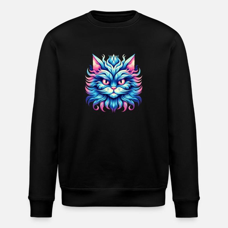 Psychedelischer Kater Perso - Stanley/Stella Unisex Bio-Sweatshirt ROLLER - Schwarz