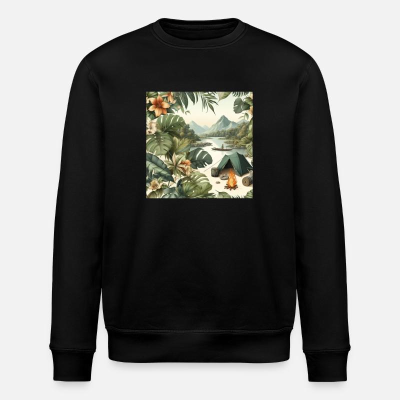 Camp in der Wildnis - Stanley/Stella Unisex Bio-Sweatshirt ROLLER - Schwarz
