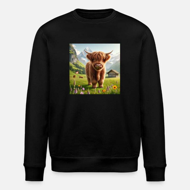 Vache Highland mignonne - Sweat bio ROLLER Stanley/Stella Unisexe - noir