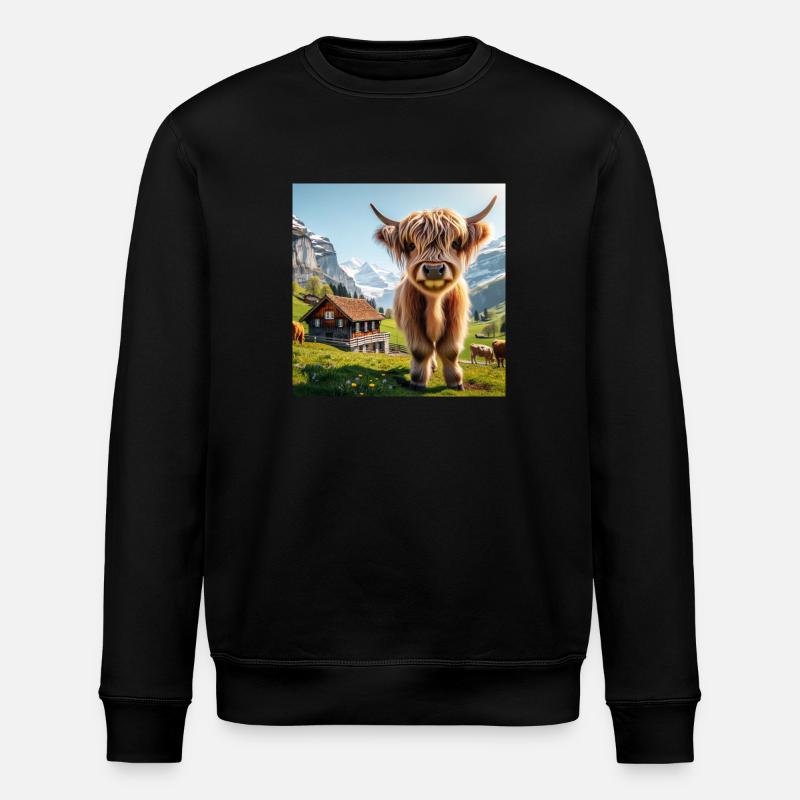 Vache Highland douce et moelleuse - Sweat bio ROLLER Stanley/Stella Unisexe - noir