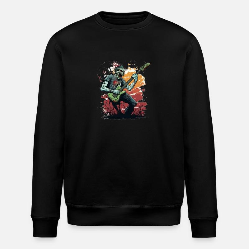 Zombie mit Rockgitarre - Stanley/Stella Unisex Bio-Sweatshirt ROLLER - Schwarz