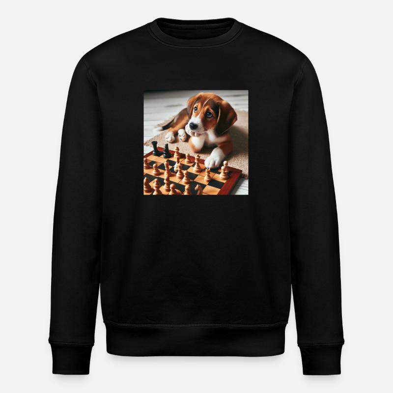 Welpe spielt Schach - Stanley/Stella Unisex Bio-Sweatshirt ROLLER - Schwarz