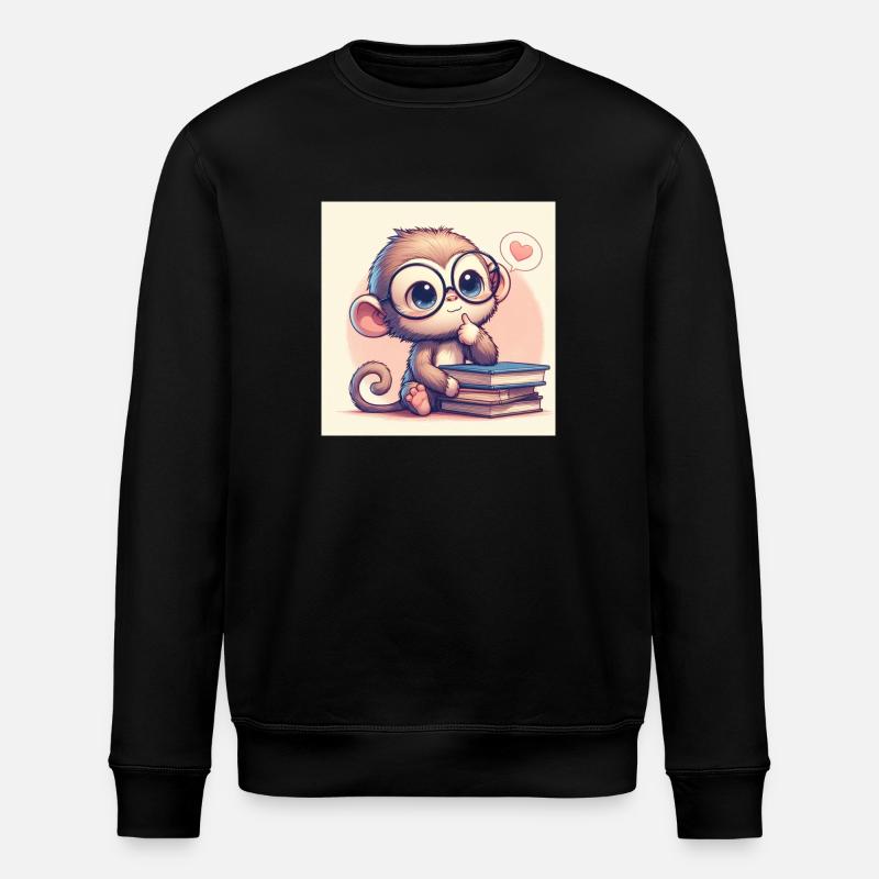 Monkey pensive - Stanley/Stella ROLLER Unisex Organic Sweatshirt - black