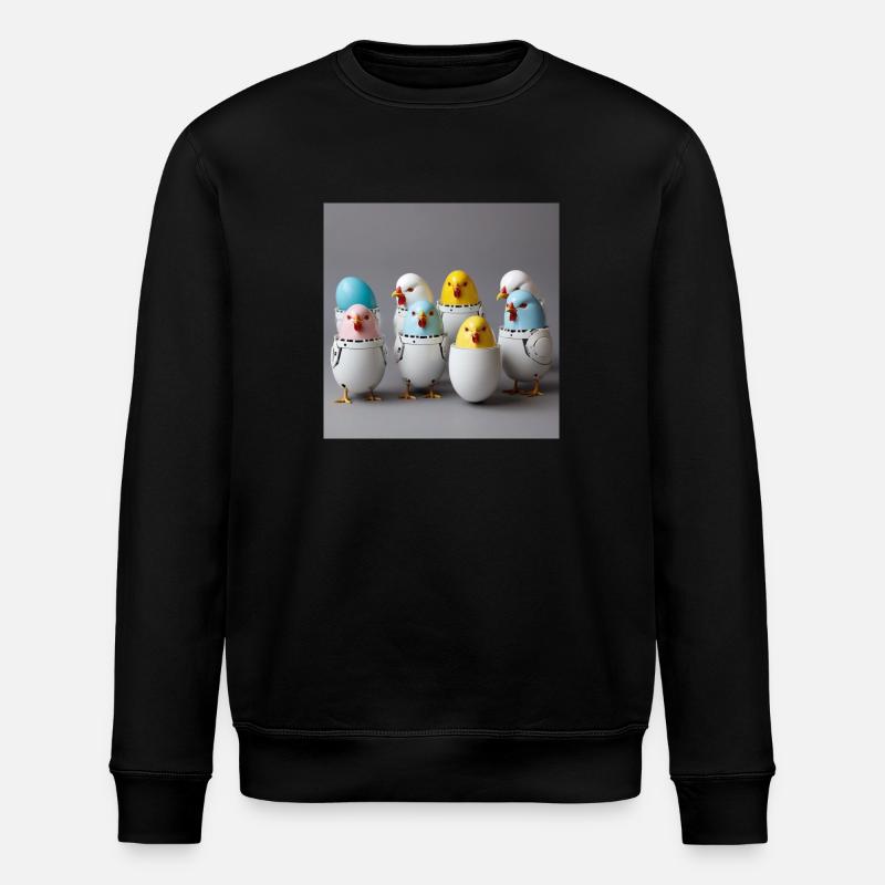 Egg Robot Chick - Stanley/Stella ROLLER Unisex Organic Sweatshirt - black