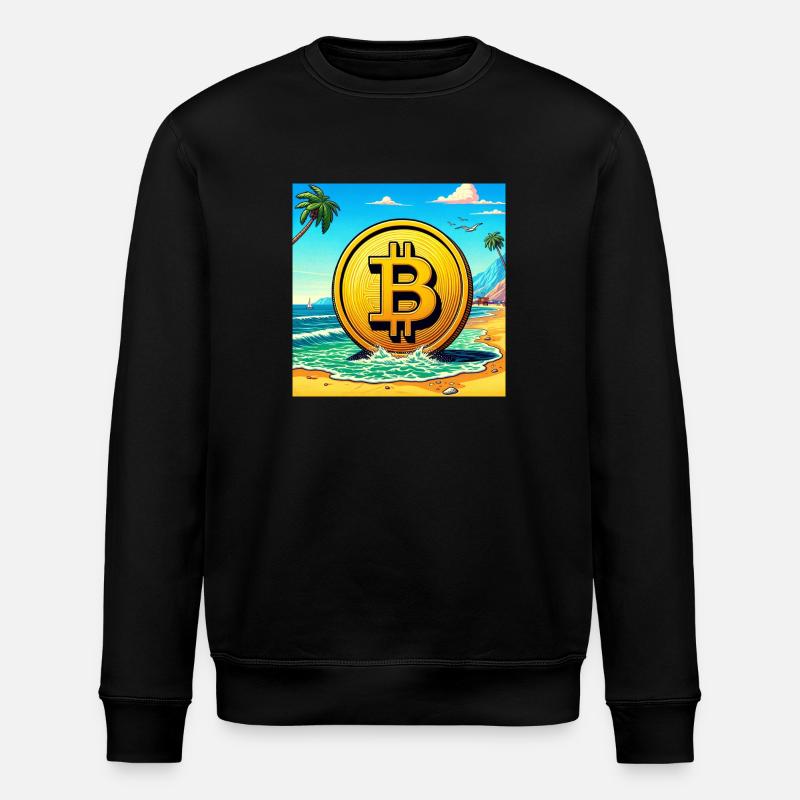 Bitcoin am Strand. - Stanley/Stella Unisex Bio-Sweatshirt ROLLER - Schwarz