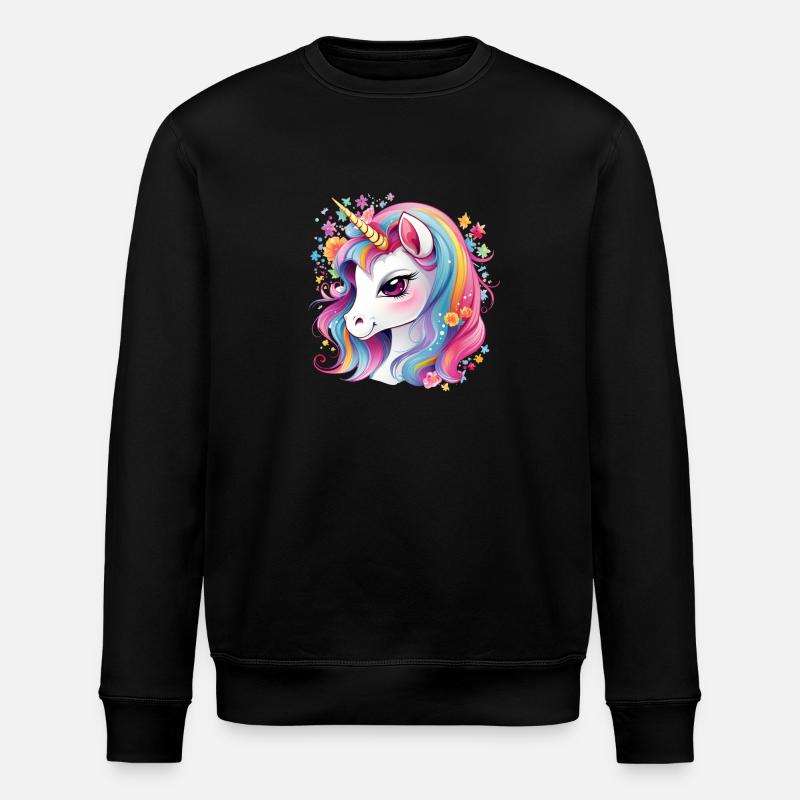 Belle licorne heureuse aux couleurs vives - Sweat bio ROLLER Stanley/Stella Unisexe - noir