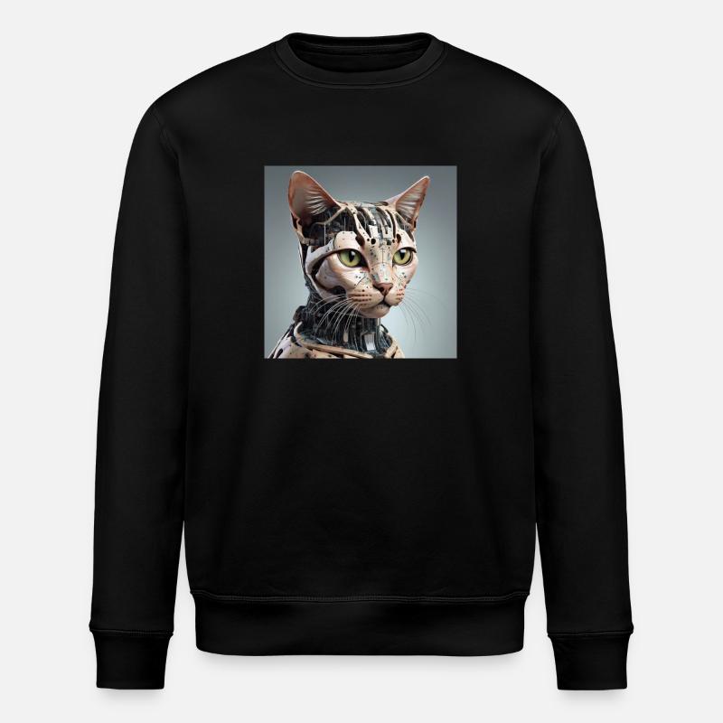 Robot Cat - Stanley/Stella ROLLER Unisex Organic Sweatshirt - black