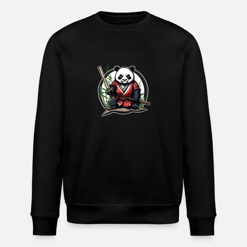 Panda Samouraï dans son jardin - Sweat bio ROLLER Stanley/Stella Unisexe - noir
