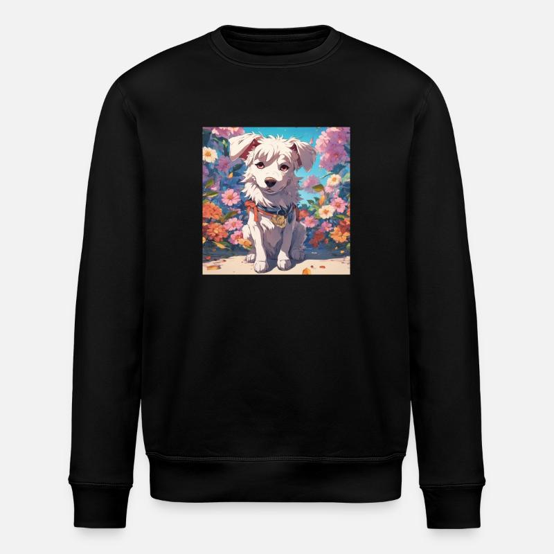 dog anime design - Stanley/Stella Unisex Bio-Sweatshirt ROLLER - Schwarz