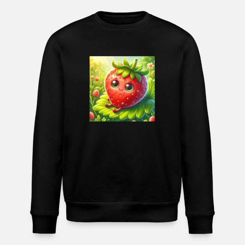 Erdbeere in Süß - Stanley/Stella Unisex Bio-Sweatshirt ROLLER - Schwarz