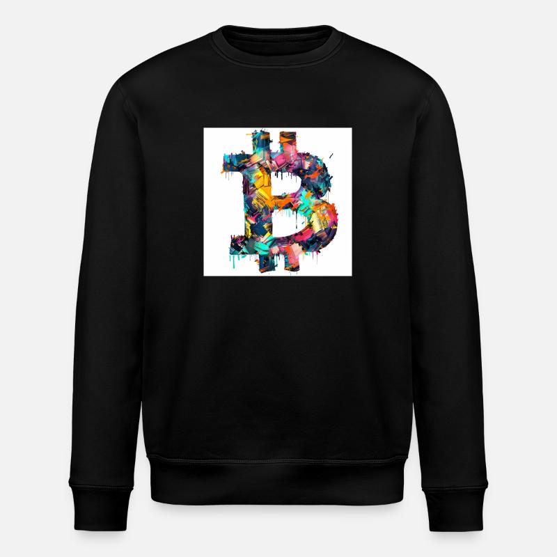 BTC Logo bunt Bitcoin kunst farbe Crypto - Stanley/Stella Unisex Bio-Sweatshirt ROLLER - Schwarz