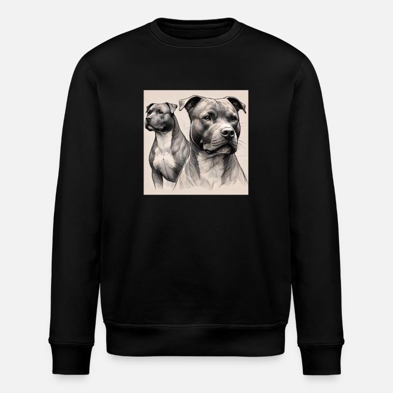 Pitbull Porträt - Stanley/Stella Unisex Bio-Sweatshirt ROLLER - Schwarz