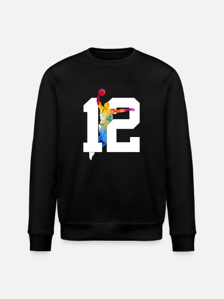 NUMBER 12 BASKETBALL 12TH BIRTHDAY - Stanley/Stella ROLLER Unisex Organic Sweatshirt - black
