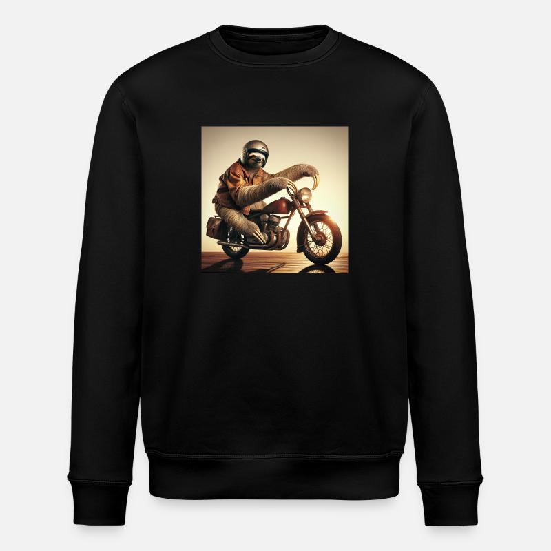 Sloth Biker Wanderer - Stanley/Stella ROLLER Unisex Organic Sweatshirt - black