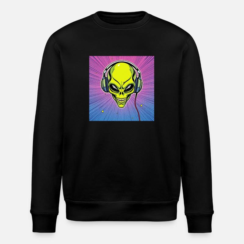 Alien Skull Kopfhörer - Stanley/Stella Unisex Bio-Sweatshirt ROLLER - Schwarz