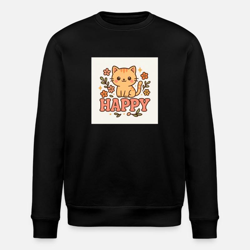 Happy Kitty - Stanley/Stella Unisex Bio-Sweatshirt ROLLER - Schwarz