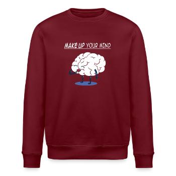 Lustig witzig Maek up Mind Geschenk Weihnachten - Stanley/Stella Unisex Bio-Sweatshirt ROLLER - Burgunderrot - Vorne - Nik (191cm)