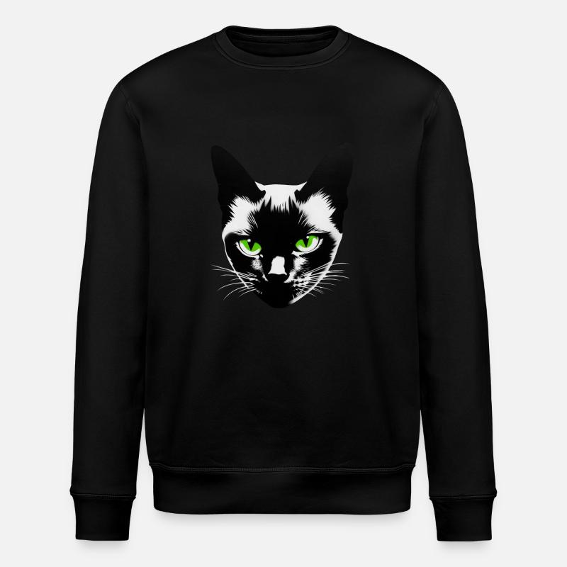 Katzengesicht - Stanley/Stella Unisex Bio-Sweatshirt ROLLER - Schwarz