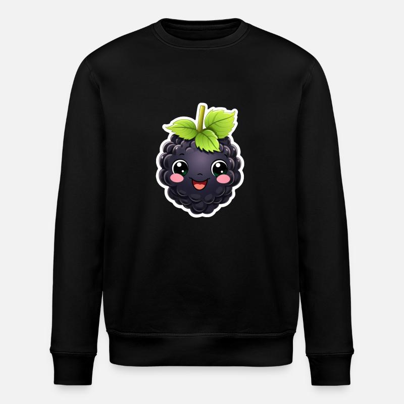 Brombeere kawaii süß - Stanley/Stella Unisex Bio-Sweatshirt ROLLER - Schwarz