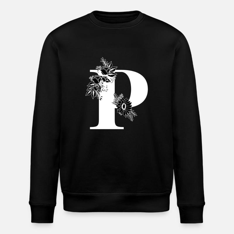 Blumen schwarz-weiß Buchstabe p - Stanley/Stella Unisex Bio-Sweatshirt ROLLER - Schwarz