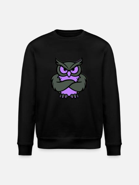 eule comic tier - Stanley/Stella Unisex Bio-Sweatshirt ROLLER - Schwarz