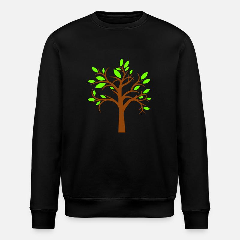 Tree Beautiful Leaves Nature Forest Tree Silhouette - Stanley/Stella ROLLER Unisex Organic Sweatshirt - black