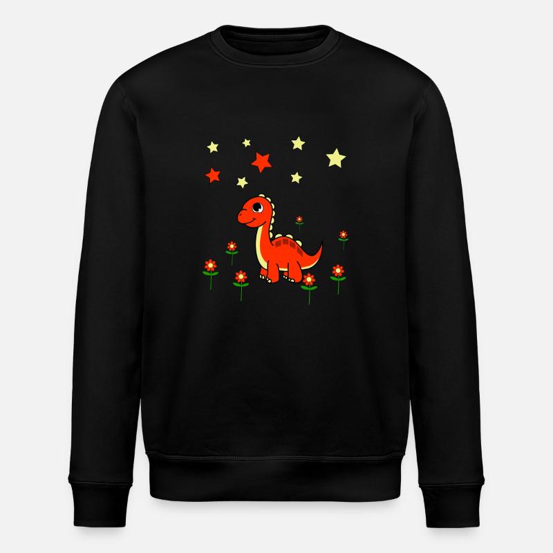 Dino Blumen Sterne - Stanley/Stella Unisex Bio-Sweatshirt ROLLER - Schwarz