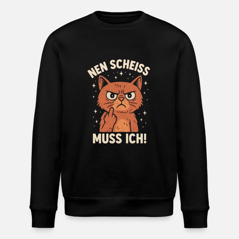 Mittelfinger Katze Nen Scheiss Kollege - Stanley/Stella Unisex Bio-Sweatshirt ROLLER - Schwarz