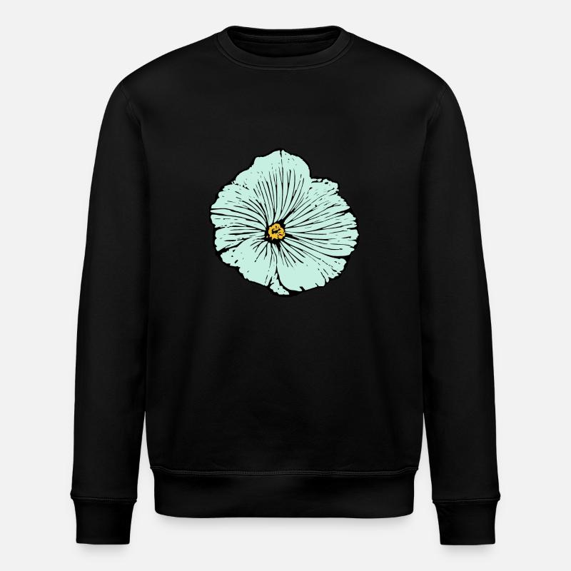 Blume hellblau blaue Blume Malve - Stanley/Stella Unisex Bio-Sweatshirt ROLLER - Schwarz