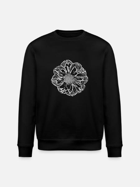 Flower, White, White Flower - Stanley/Stella ROLLER Unisex Organic Sweatshirt - black