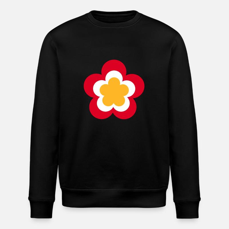 70er Jahre Blume Muster - Stanley/Stella Unisex Bio-Sweatshirt ROLLER - Schwarz