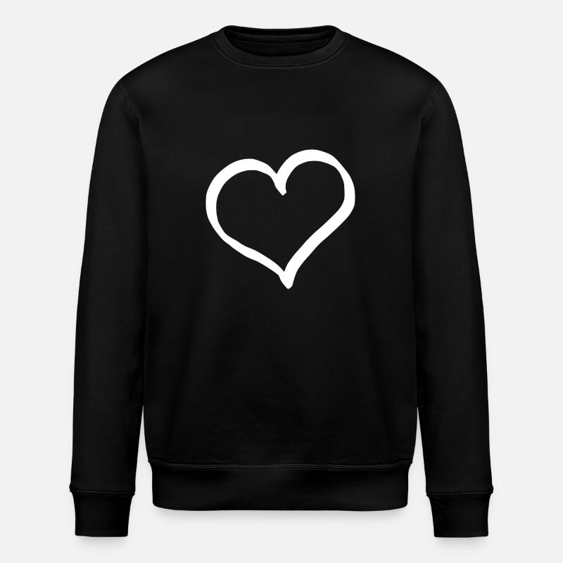 White Heart Valentines - Stanley/Stella ROLLER Unisex Organic Sweatshirt - black