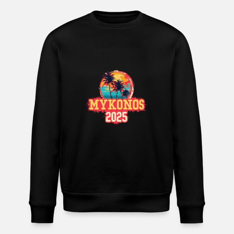 Mykonos 2025 Palmiers - Sweat bio ROLLER Stanley/Stella Unisexe - noir